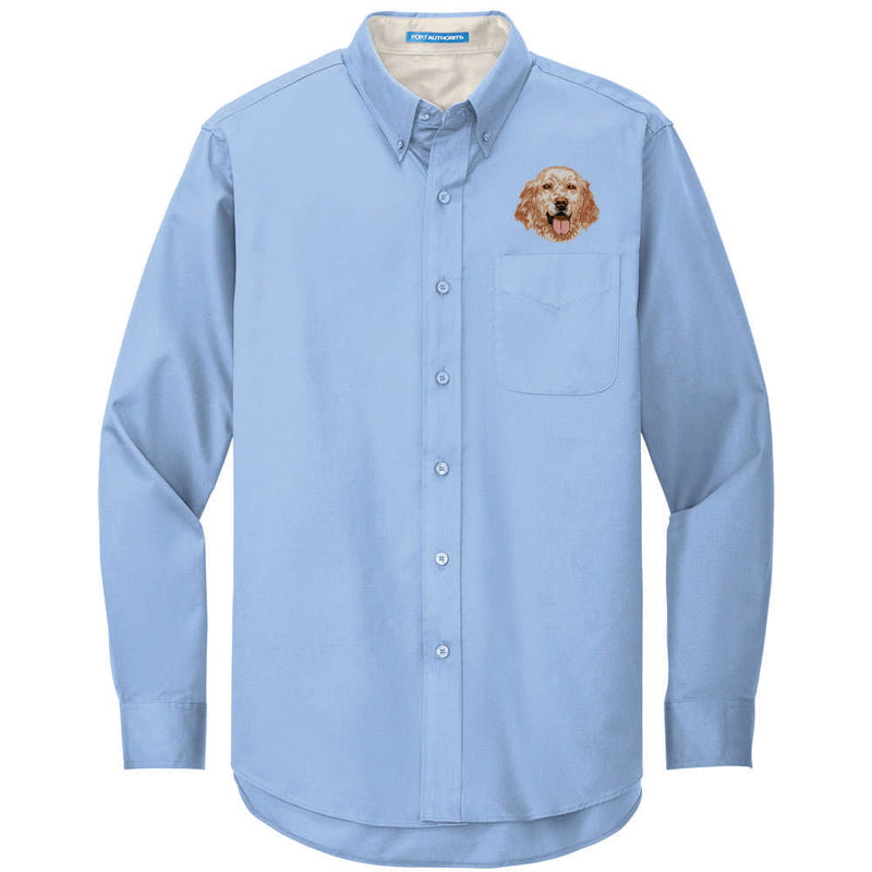 English Setter Embroidered Long Sleeve Button Up Shirt