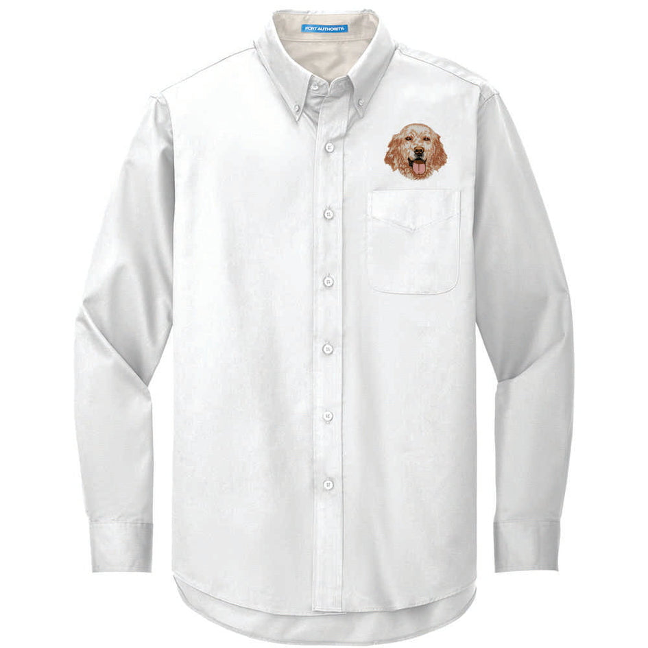 English Setter Embroidered Long Sleeve Button Up Shirt