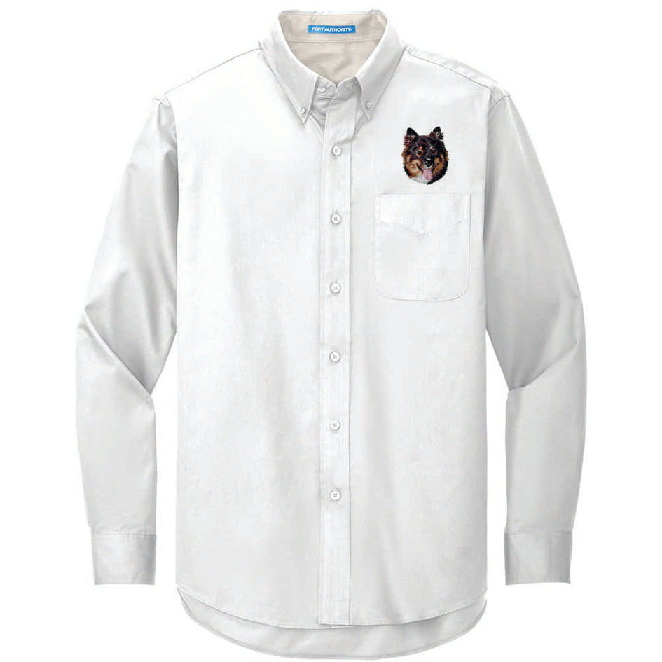 Finnish Lapphund Embroidered Long Sleeve Button Up Shirt