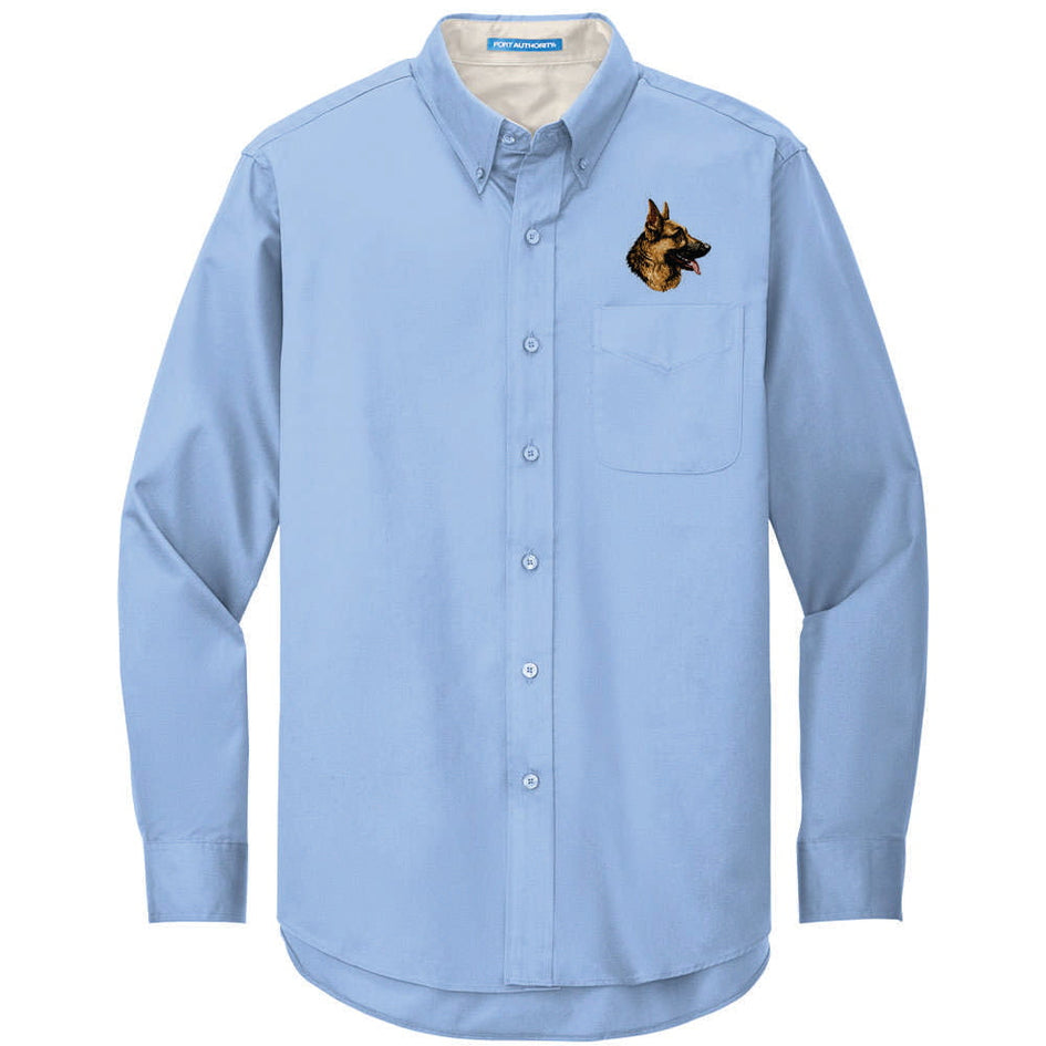 German Shepherd Dog Embroidered Long Sleeve Button Up Shirt 4X-Large / Light Blue / Black German Shepherd Dog Embroidered Long Sleeve Button Up Shirt 4X-Large / Light Blue / Black