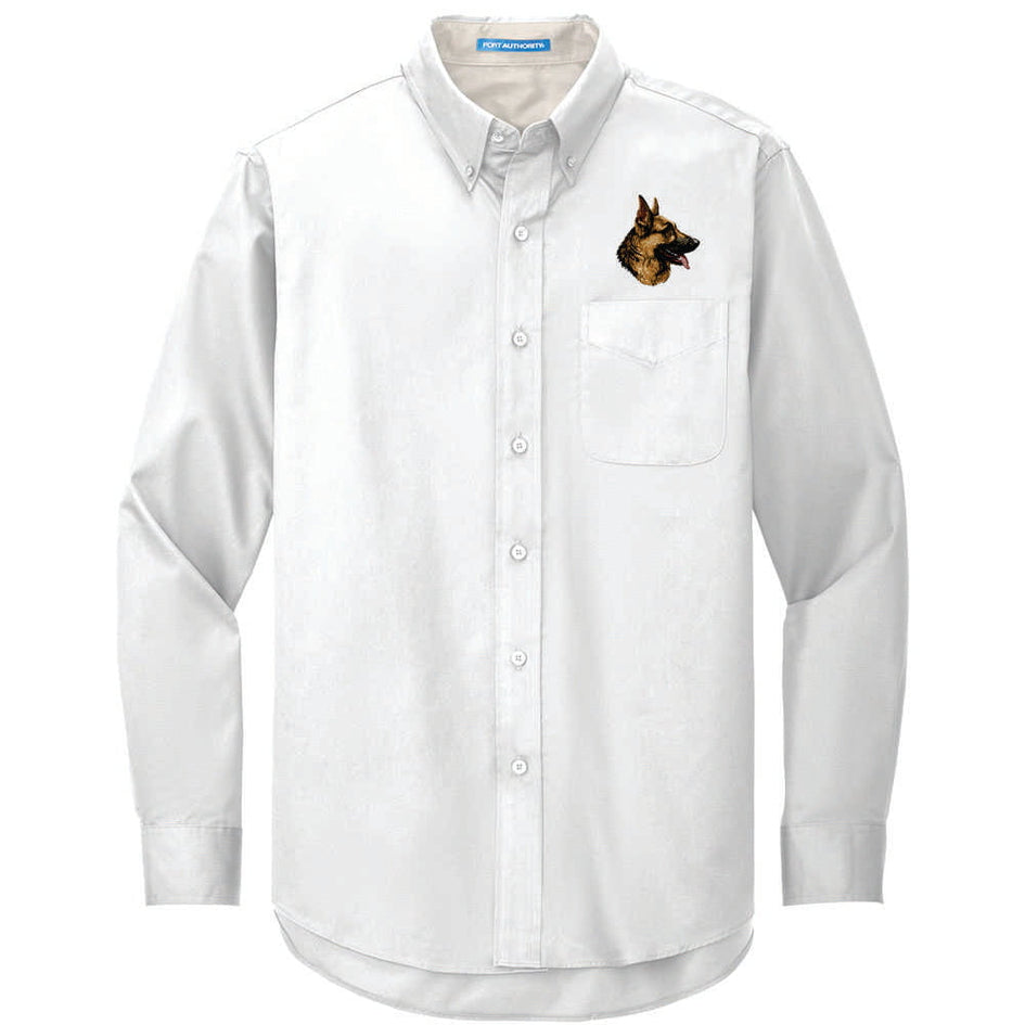 German Shepherd Dog Embroidered Long Sleeve Button Up Shirt