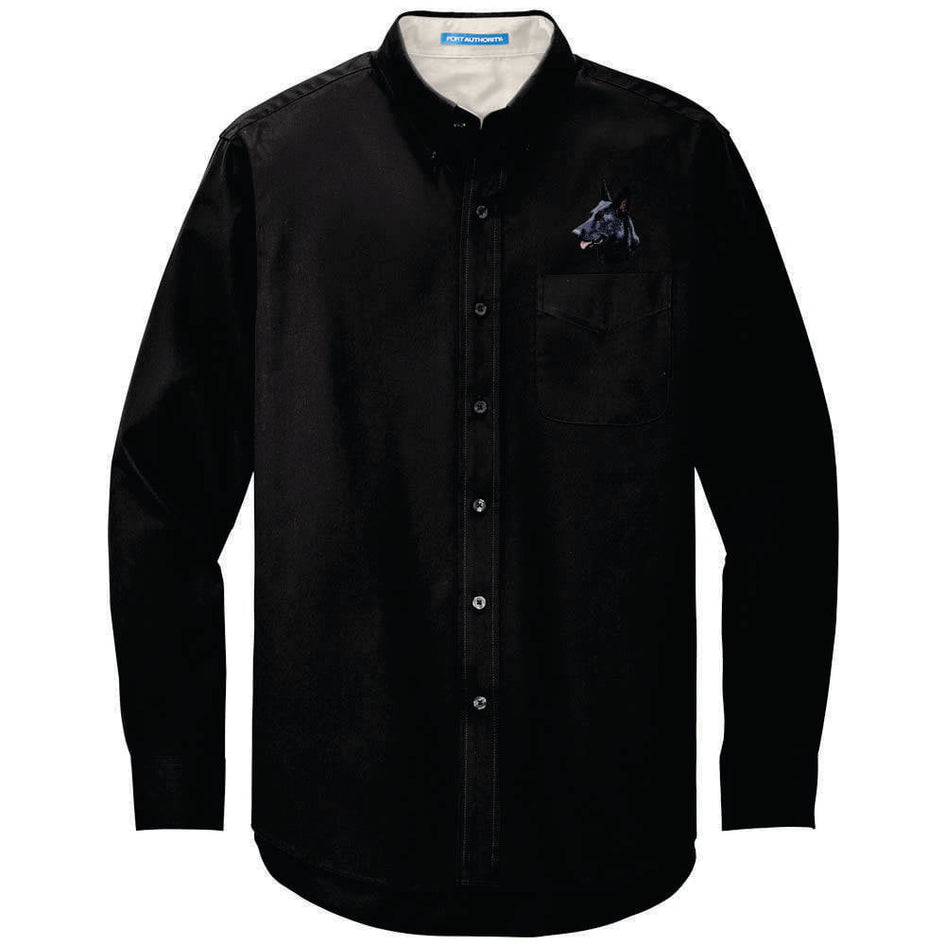 German Shepherd Dog Embroidered Long Sleeve Button Up Shirt