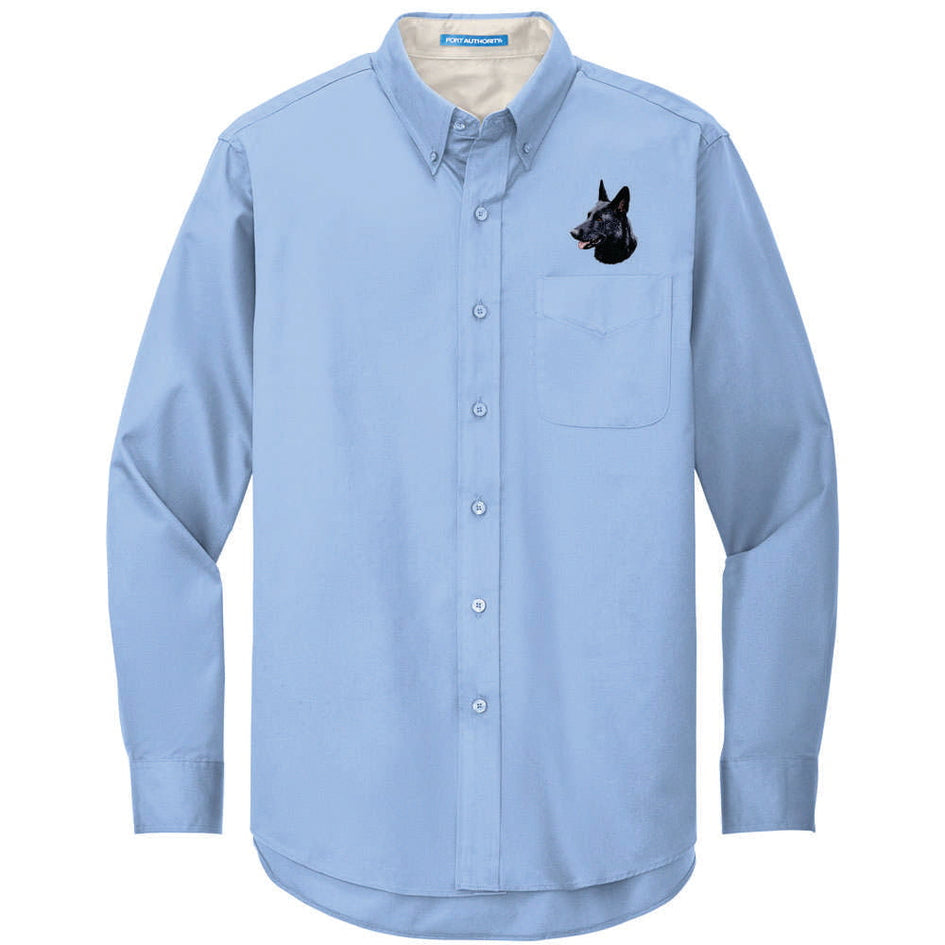 German Shepherd Dog Embroidered Long Sleeve Button Up Shirt