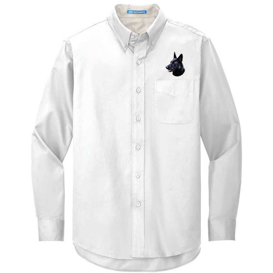 German Shepherd Dog Embroidered Long Sleeve Button Up Shirt