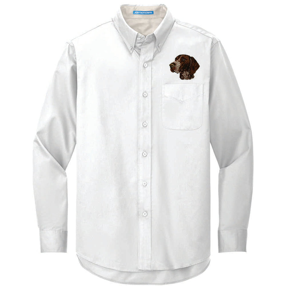 German Shorthaired Pointer Embroidered Long Sleeve Button Up Shirt