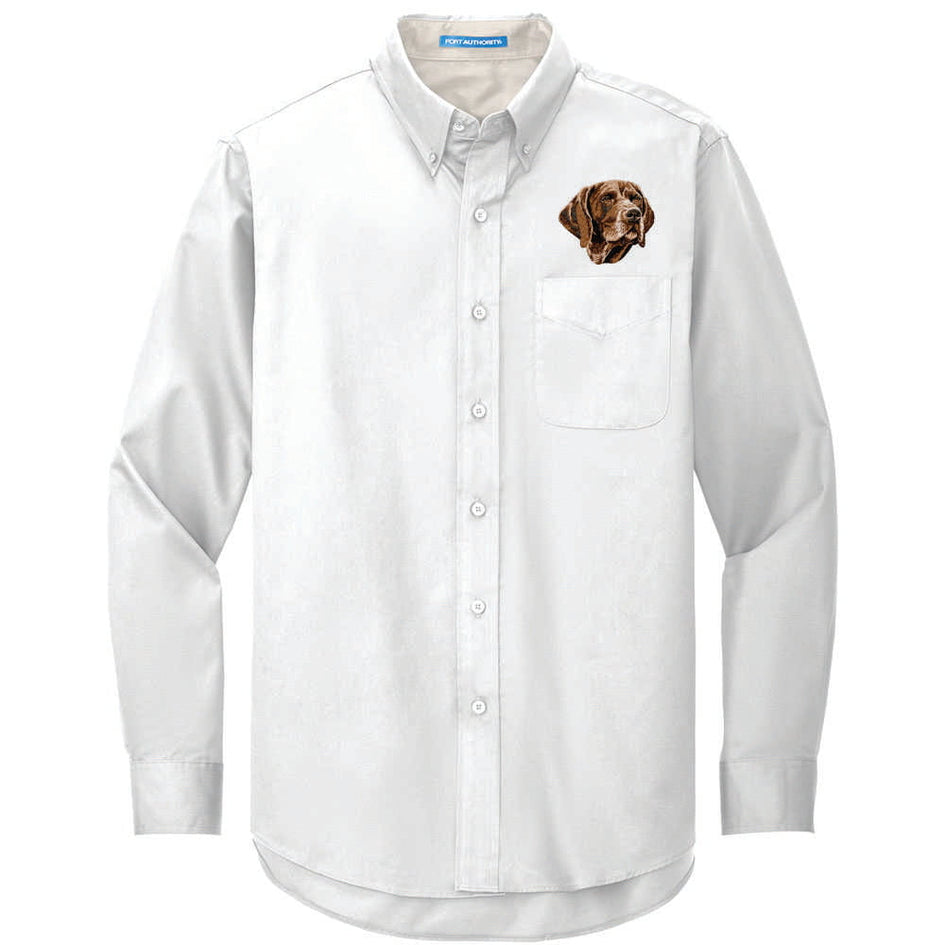 German Wirehaired Pointer Embroidered Long Sleeve Button Up Shirt
