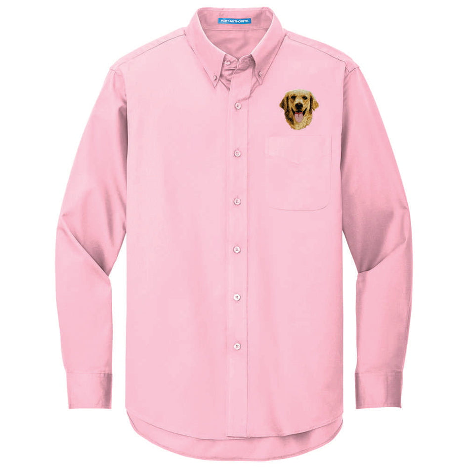 Golden Retriever Embroidered Long Sleeve Button Up Shirt