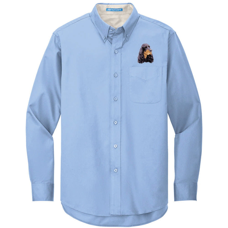 Gordon Setter Embroidered Long Sleeve Button Up Shirt