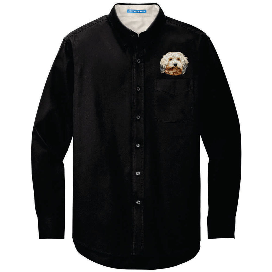 Havanese Embroidered Long Sleeve Button Up Shirt