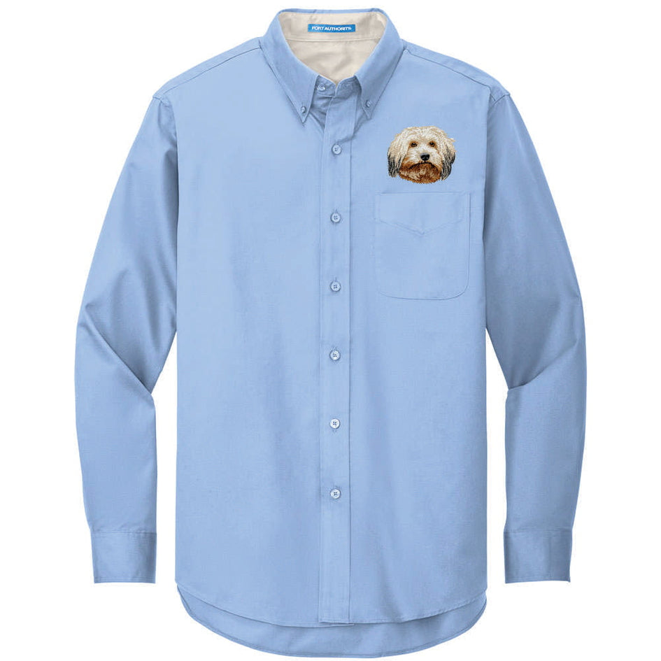 Havanese Embroidered Long Sleeve Button Up Shirt