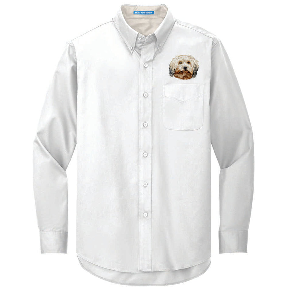 Havanese Embroidered Long Sleeve Button Up Shirt