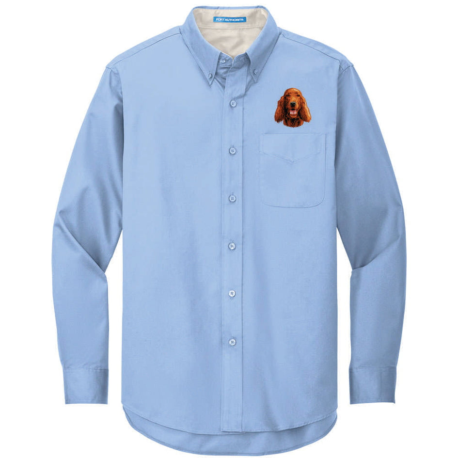 Irish Setter Embroidered Long Sleeve Button Up Shirt