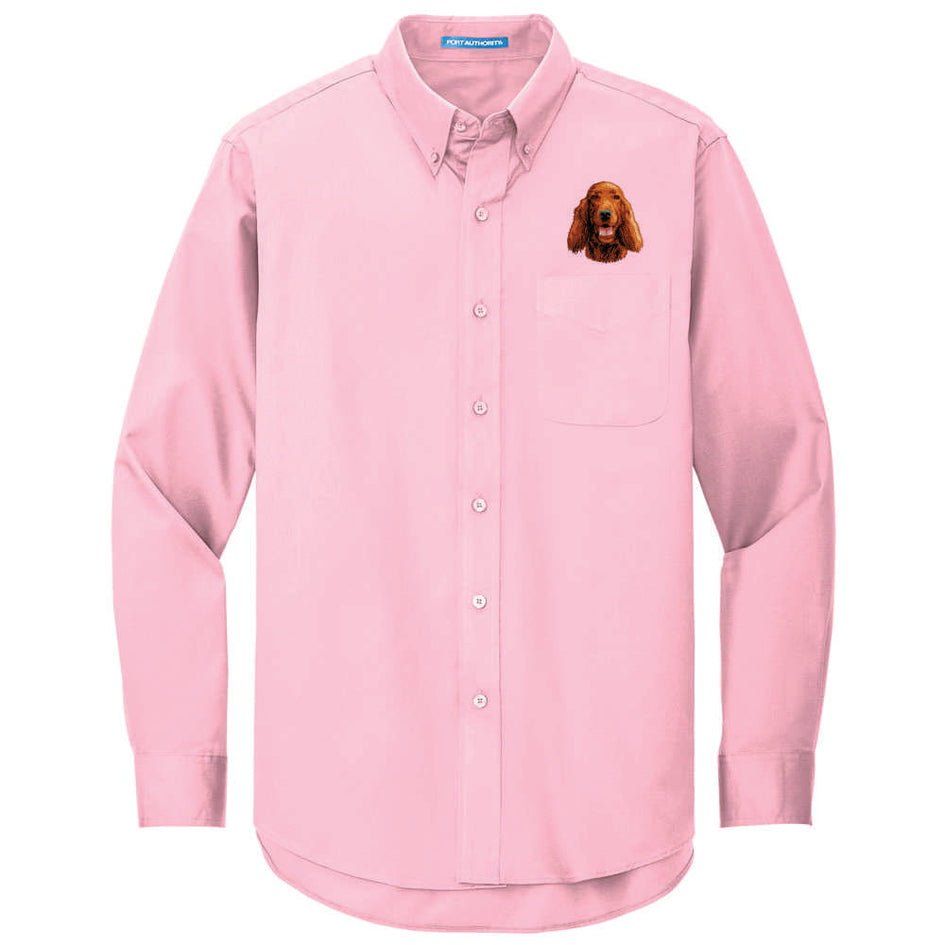 Irish Setter Embroidered Long Sleeve Button Up Shirt