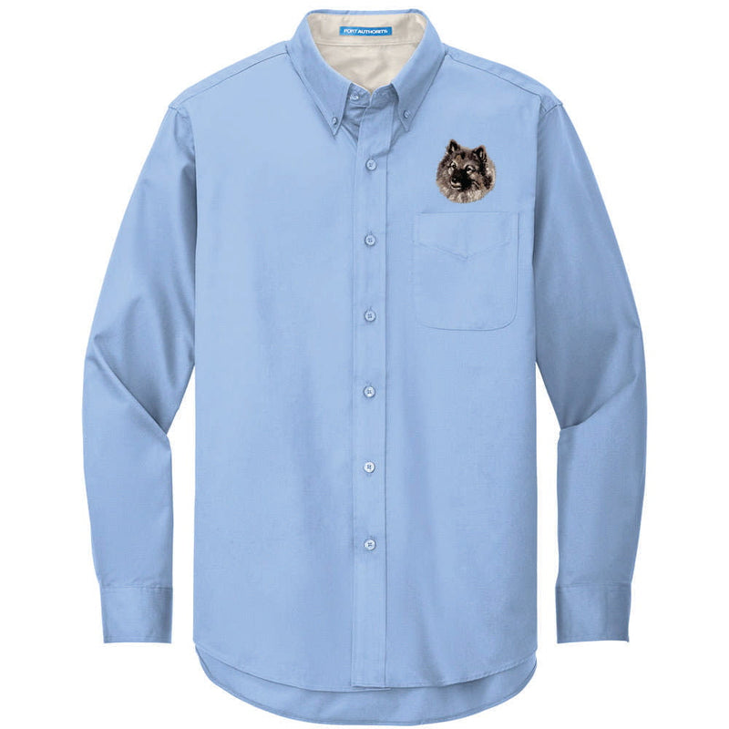 Keeshond Embroidered Long Sleeve Button Up Shirt