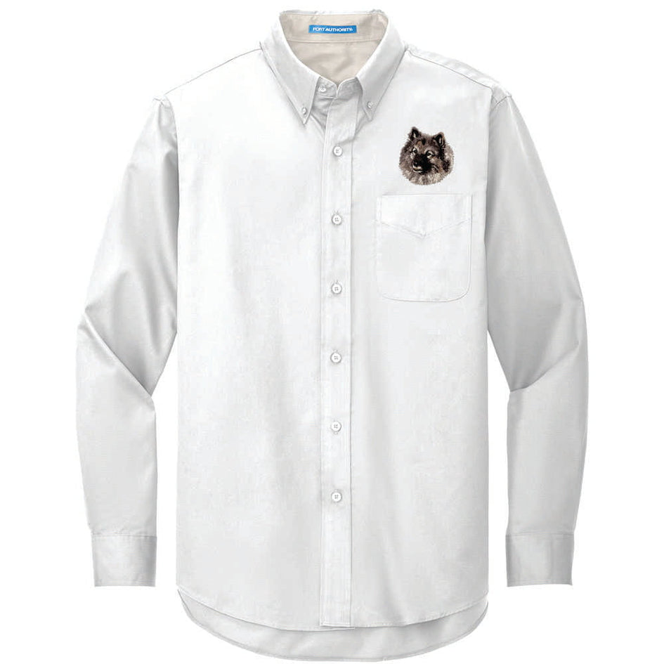 Keeshond Embroidered Long Sleeve Button Up Shirt