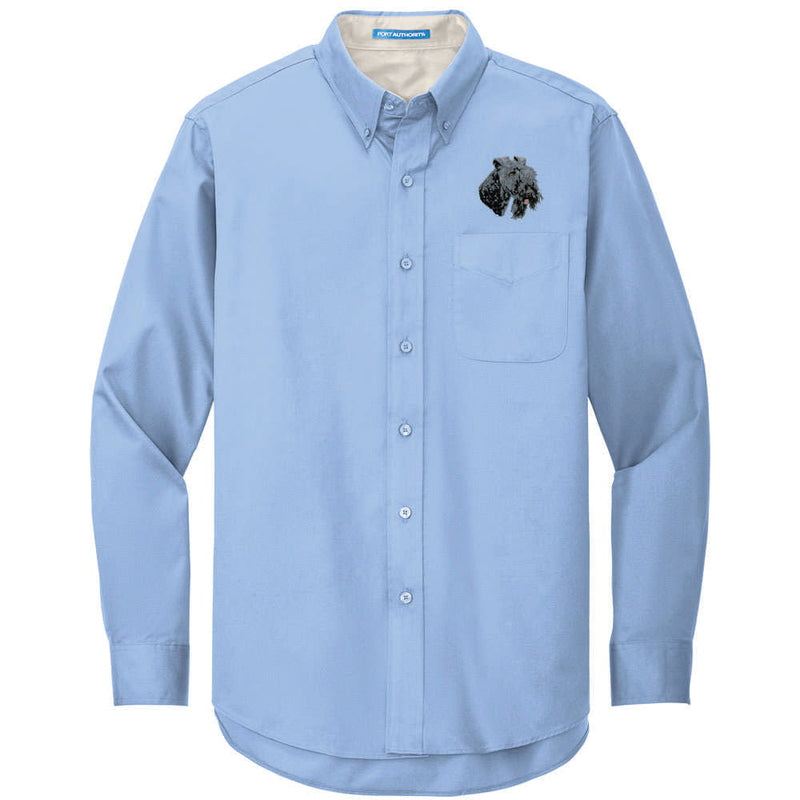 Kerry Blue Terrier Embroidered Long Sleeve Button Up Shirt