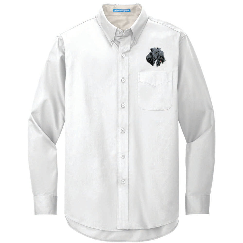 Kerry Blue Terrier Embroidered Long Sleeve Button Up Shirt