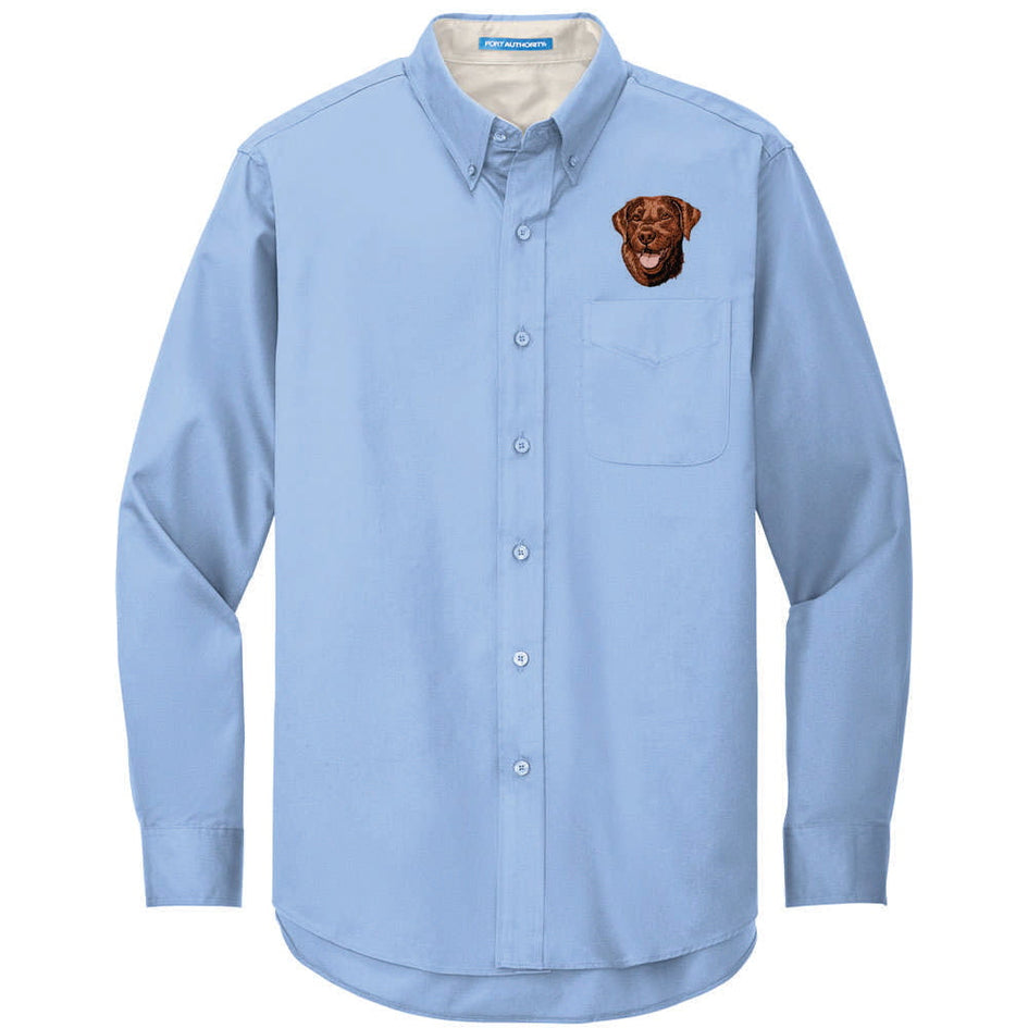 Labrador Retriever Embroidered Long Sleeve Button Up Shirt