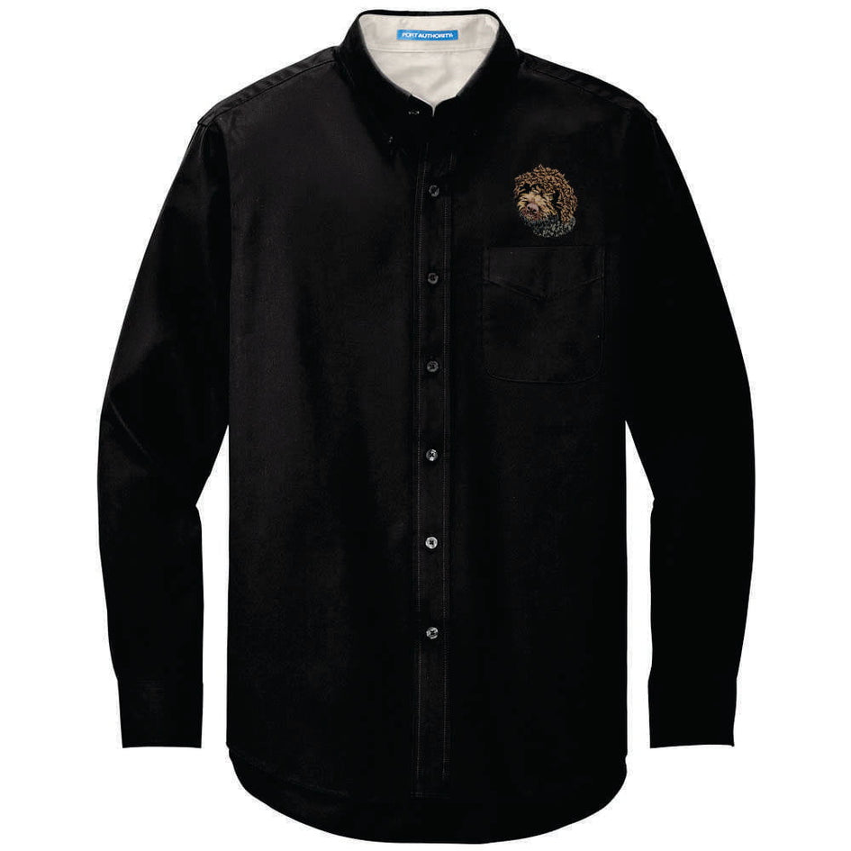 Lagotto Romagnolo Embroidered Long Sleeve Button Up Shirt