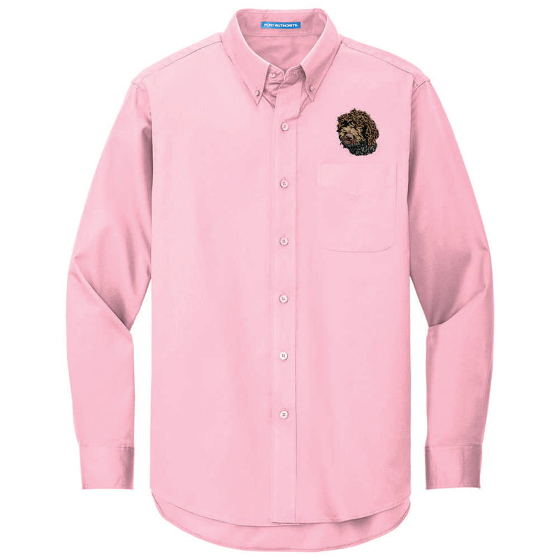 Lagotto Romagnolo Embroidered Long Sleeve Button Up Shirt