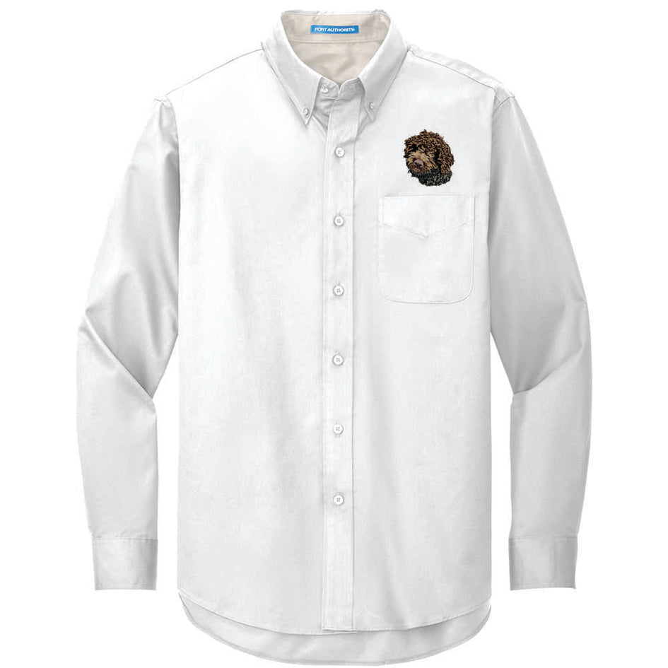 Lagotto Romagnolo Embroidered Long Sleeve Button Up Shirt