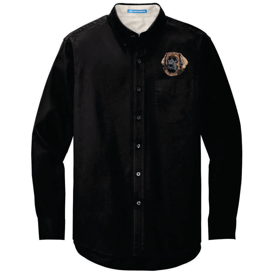 Leonberger Embroidered Long Sleeve Button Up Shirt