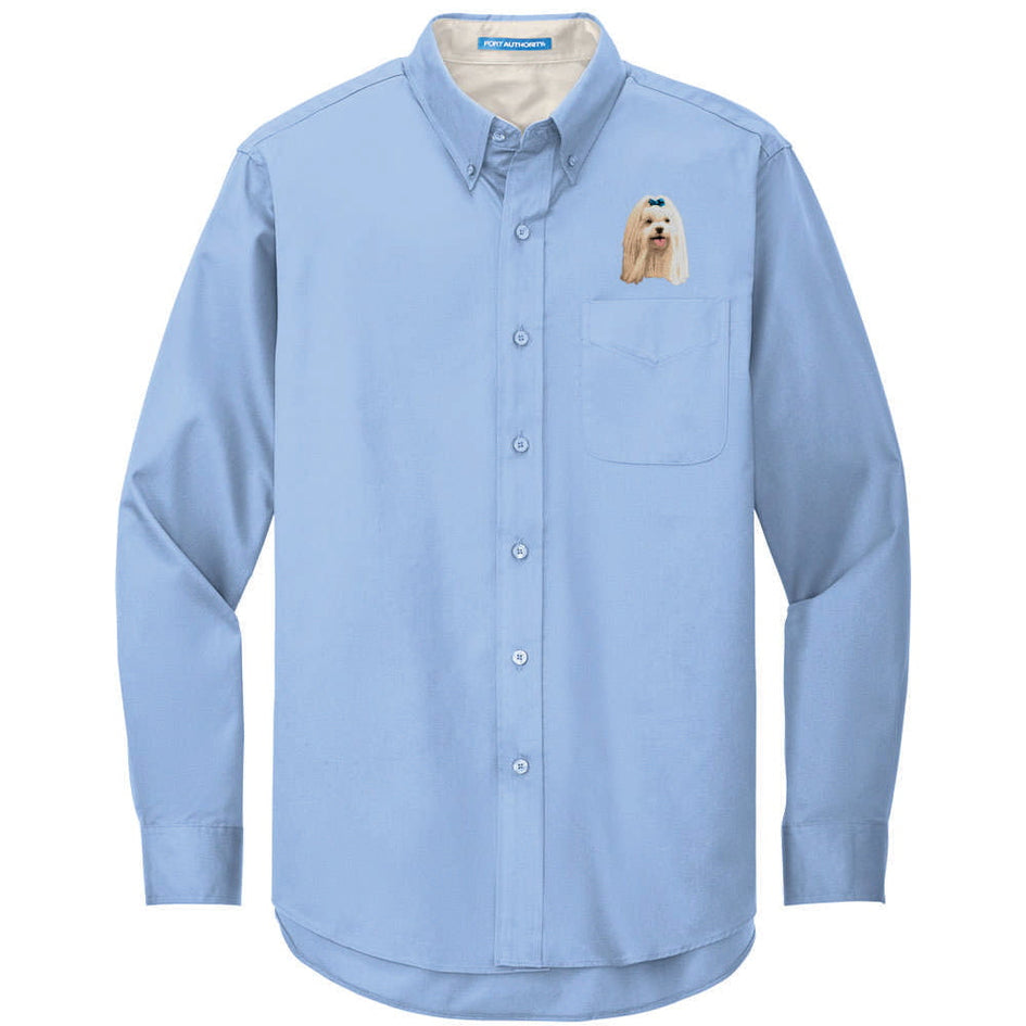 Maltese Embroidered Long Sleeve Button Up Shirt