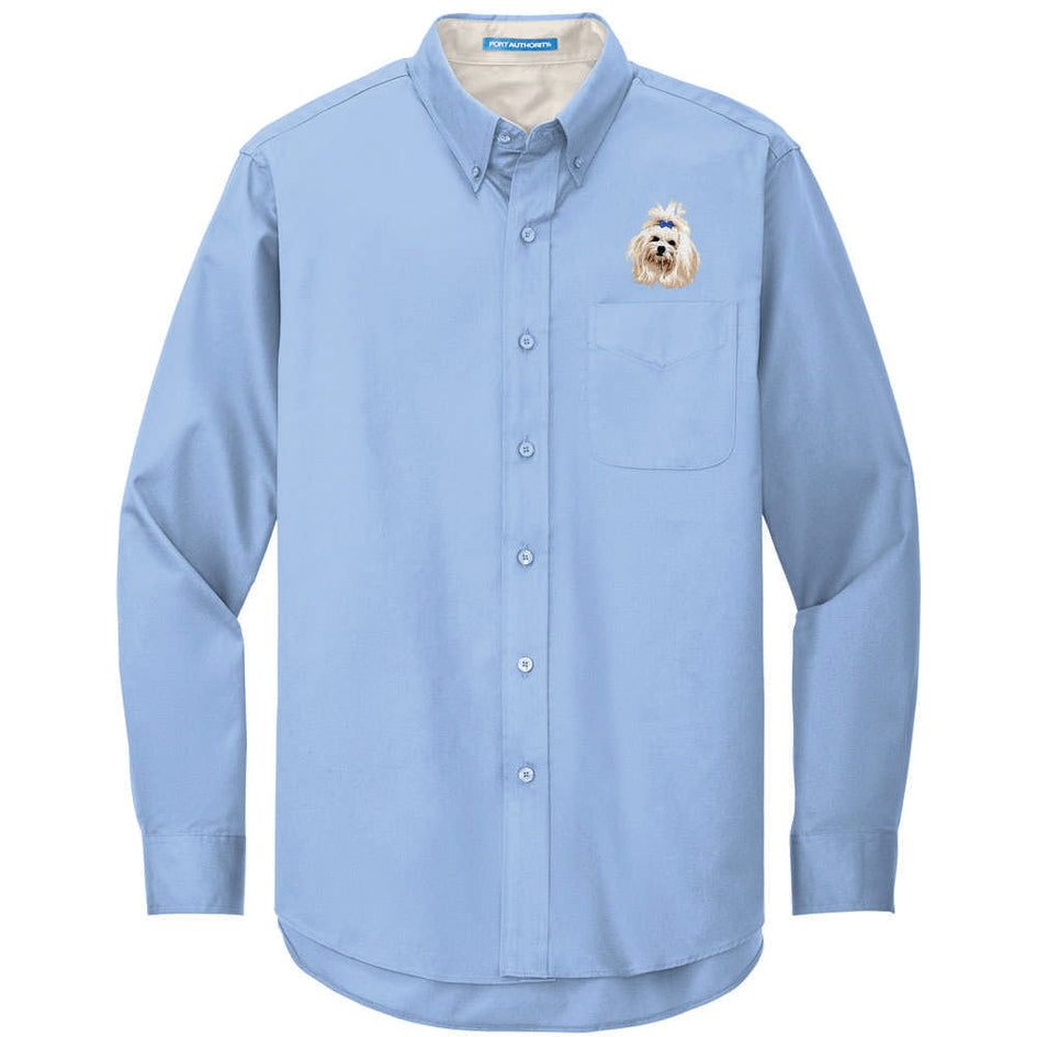 Maltese Embroidered Long Sleeve Button Up Shirt