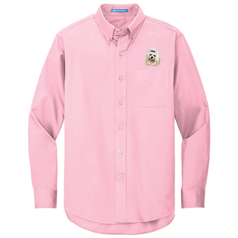 Maltese Embroidered Long Sleeve Button Up Shirt