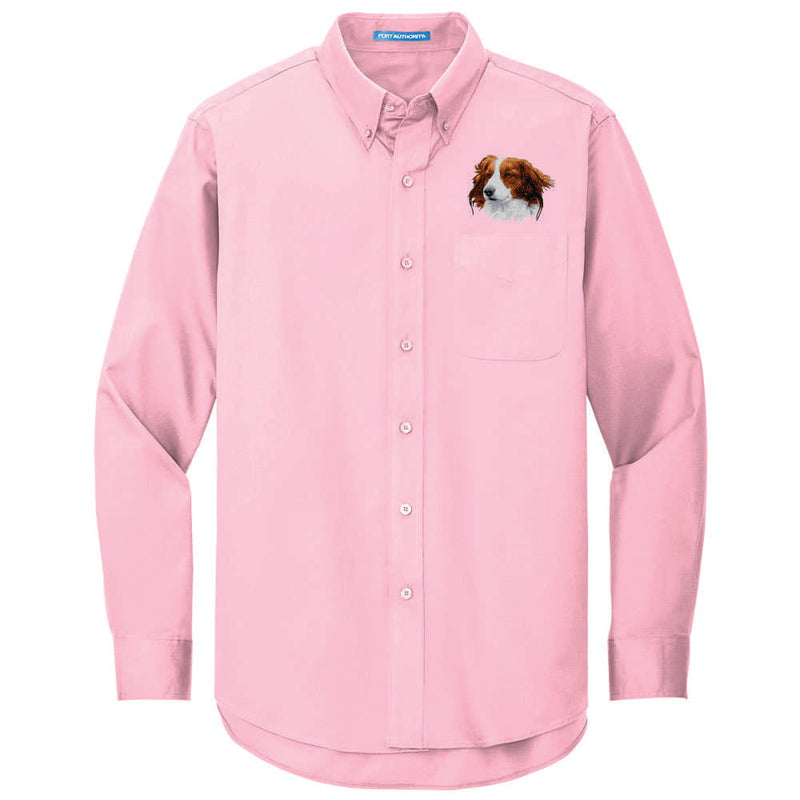 Nederlandse Kooikerhondje Embroidered Long Sleeve Button Up Shirt