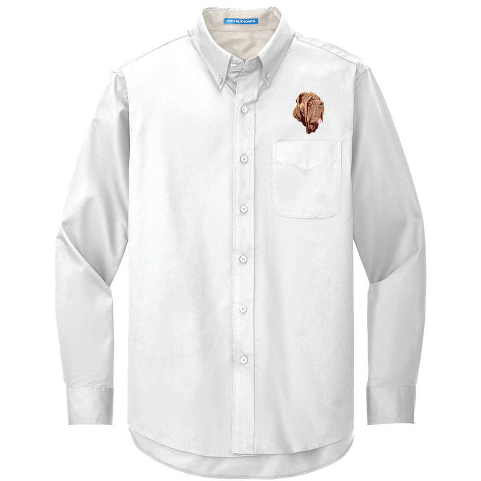 Neapolitan Mastiff Embroidered Long Sleeve Button Up Shirt