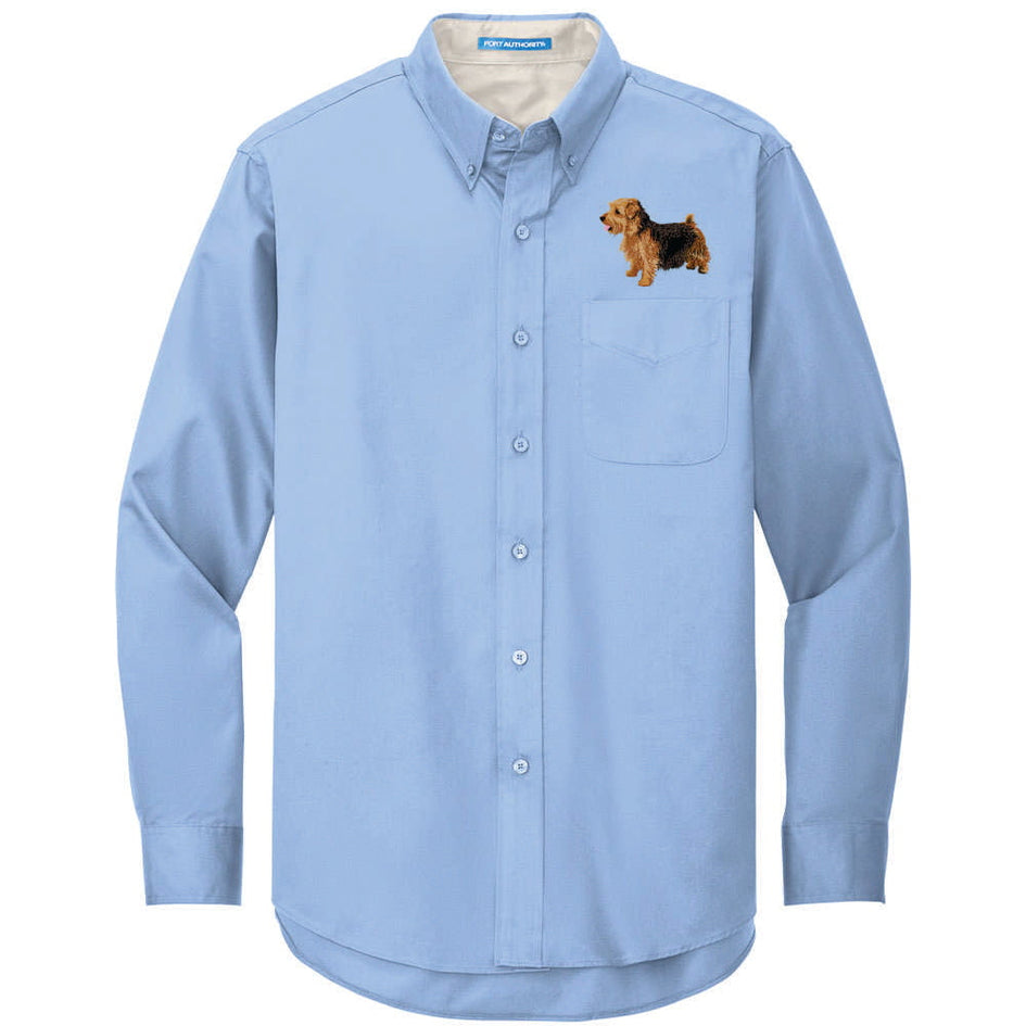 Norfolk Terrier Embroidered Long Sleeve Button Up Shirt