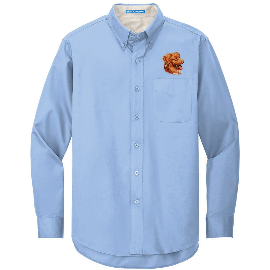 Nova Scotia Duck Tolling Retriever Embroidered Long Sleeve Button Up Shirt