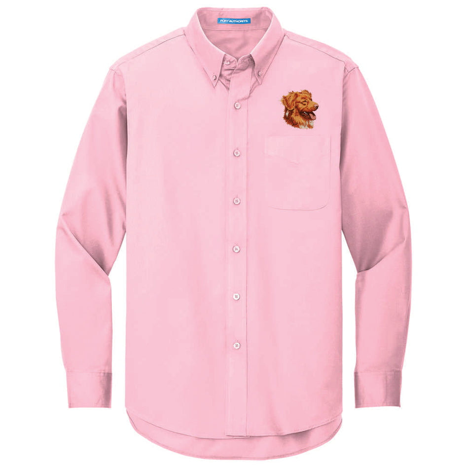 Nova Scotia Duck Tolling Retriever Embroidered Long Sleeve Button Up Shirt