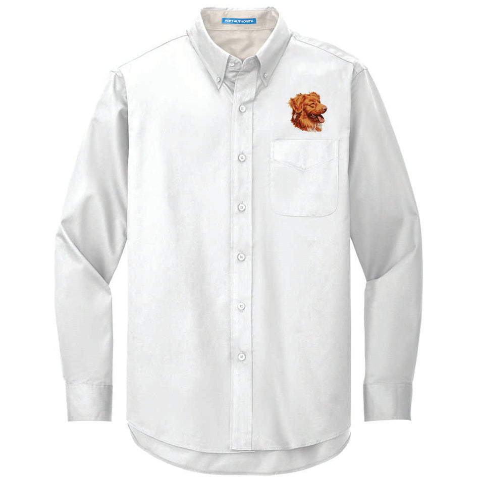Nova Scotia Duck Tolling Retriever Embroidered Long Sleeve Button Up Shirt