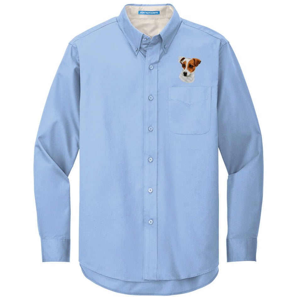 Parson Russell Terrier Embroidered Long Sleeve Button Up Shirt
