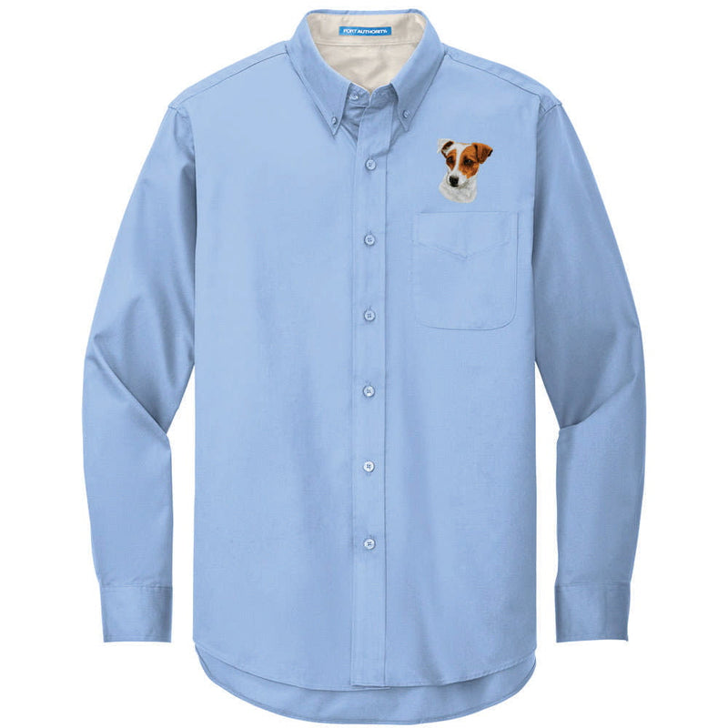 Parson Russell Terrier Embroidered Long Sleeve Button Up Shirt
