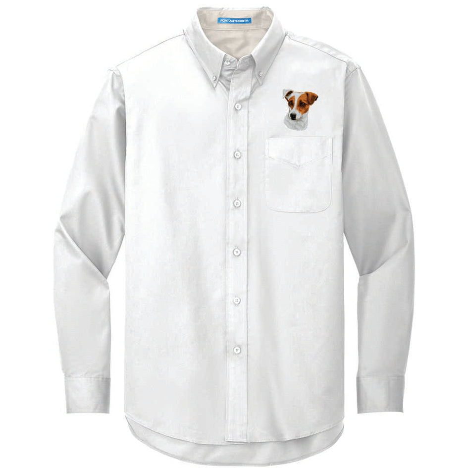 Parson Russell Terrier Embroidered Long Sleeve Button Up Shirt