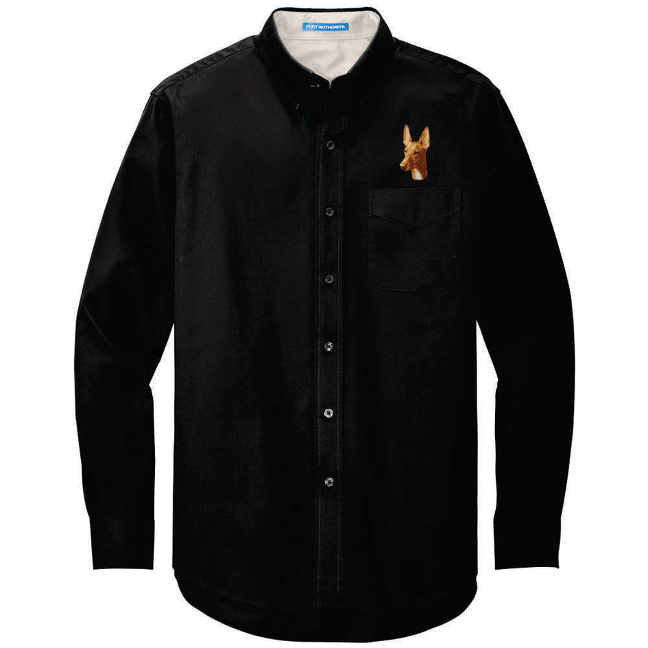 Pharaoh Hound Embroidered Long Sleeve Button Up Shirt