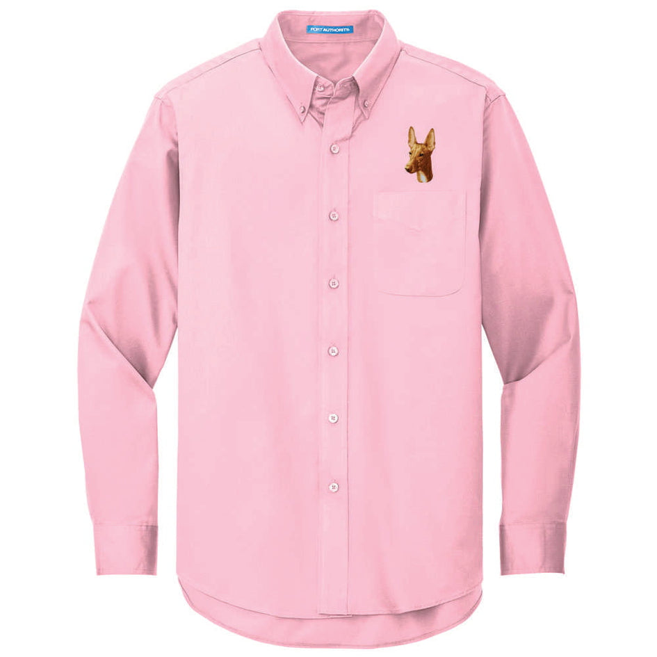 Pharaoh Hound Embroidered Long Sleeve Button Up Shirt
