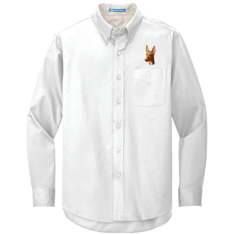 Pharaoh Hound Embroidered Long Sleeve Button Up Shirt