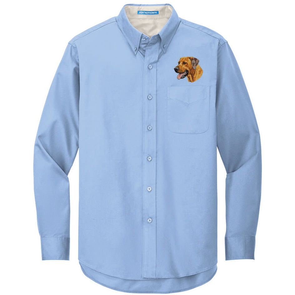 Rhodesian Ridgeback Embroidered Long Sleeve Button Up Shirt