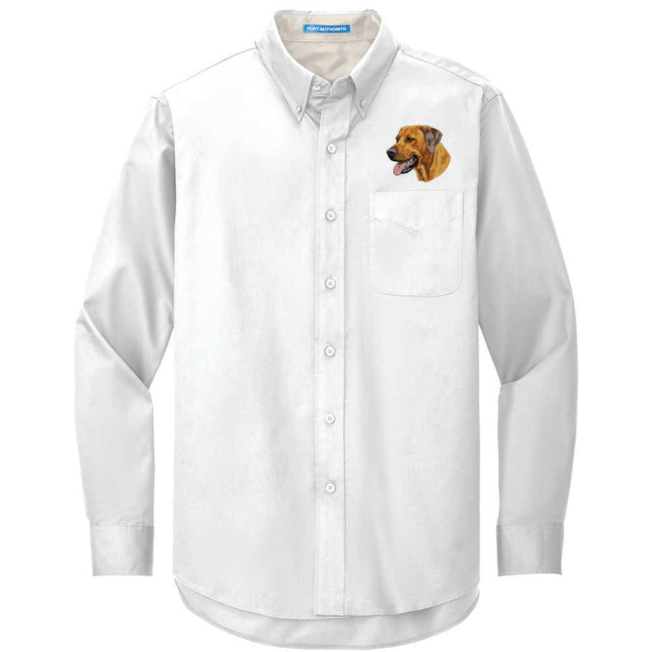 Rhodesian Ridgeback Embroidered Long Sleeve Button Up Shirt