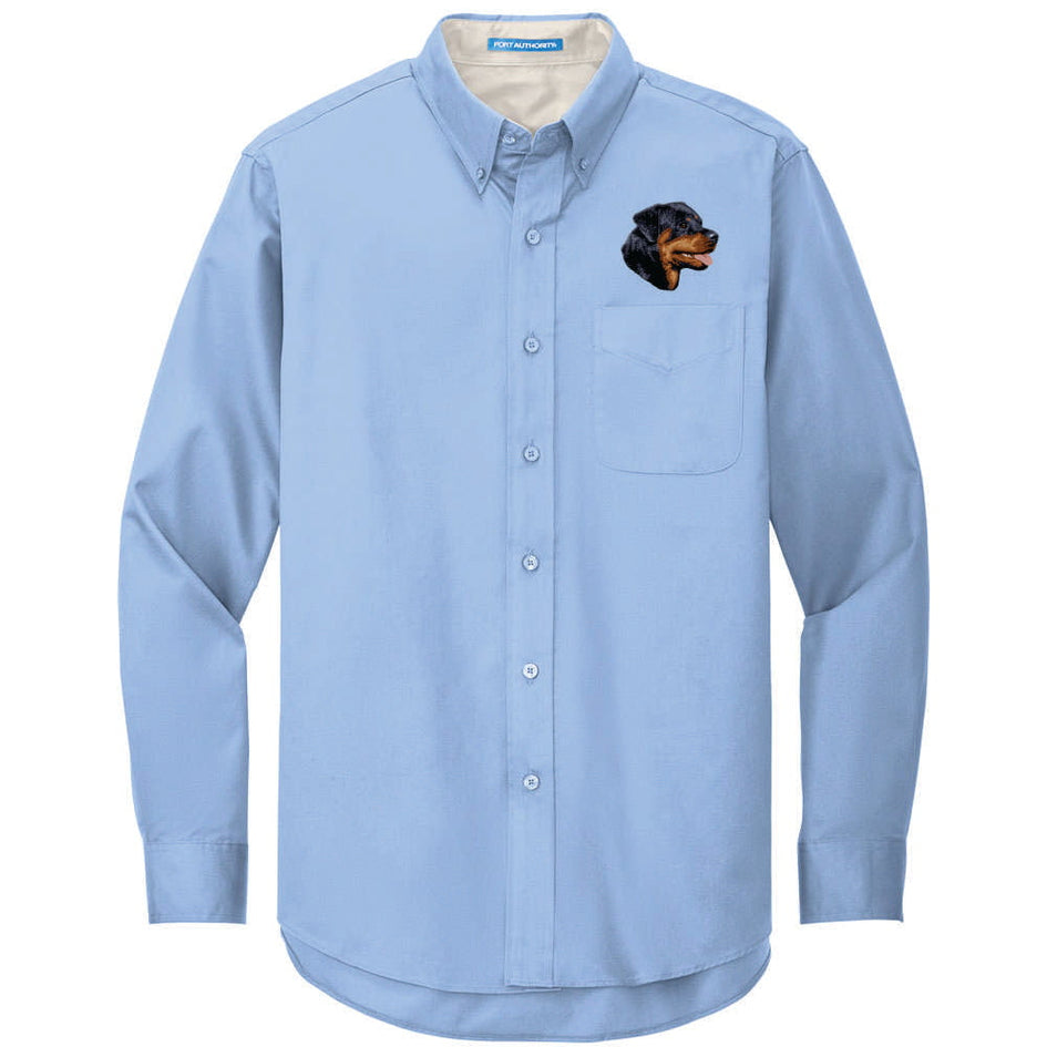 Rottweiler Embroidered Long Sleeve Button Up Shirt