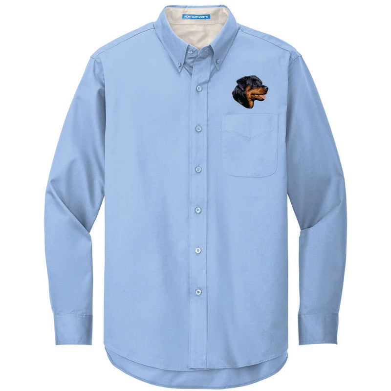 Rottweiler Embroidered Long Sleeve Button Up Shirt