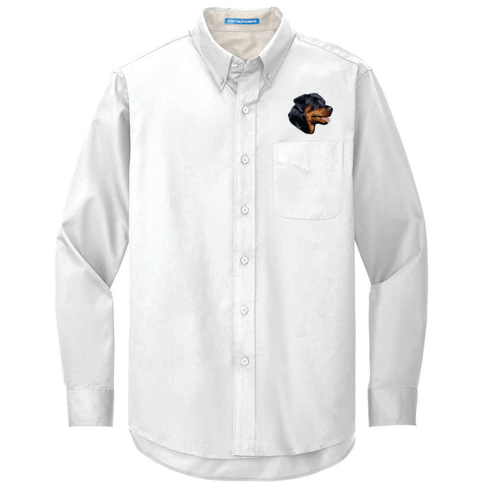 Rottweiler Embroidered Long Sleeve Button Up Shirt
