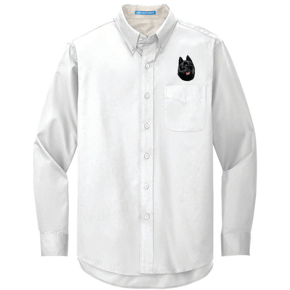 Schipperke Embroidered Long Sleeve Button Up Shirt