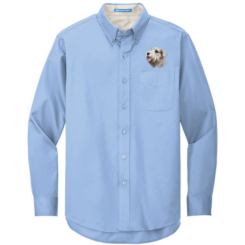 Sealyham Terrier Embroidered Long Sleeve Button Up Shirt