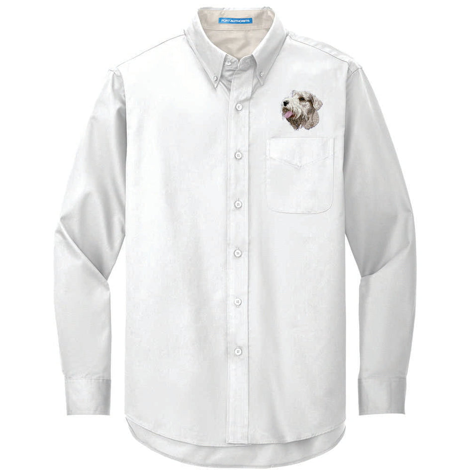 Sealyham Terrier Embroidered Long Sleeve Button Up Shirt