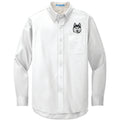 Siberian Husky Embroidered Long Sleeve Button Up Shirt